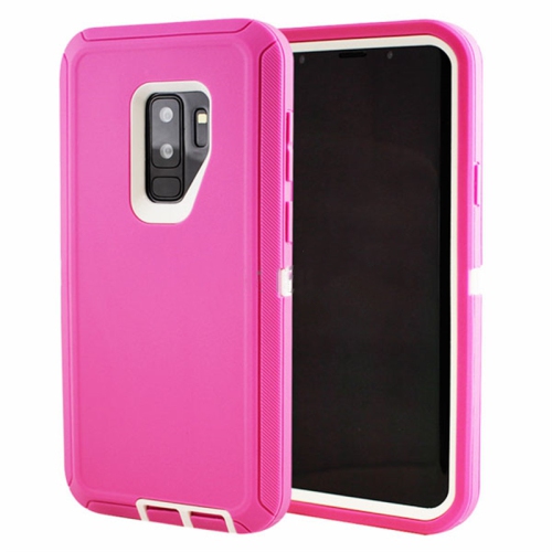 【CSmart】 Anti-Drop Triple 3 Layers Shockproof Heavy Duty Defender Hard Case for Samsung Galaxy S9 Plus S9+, Hot Pink