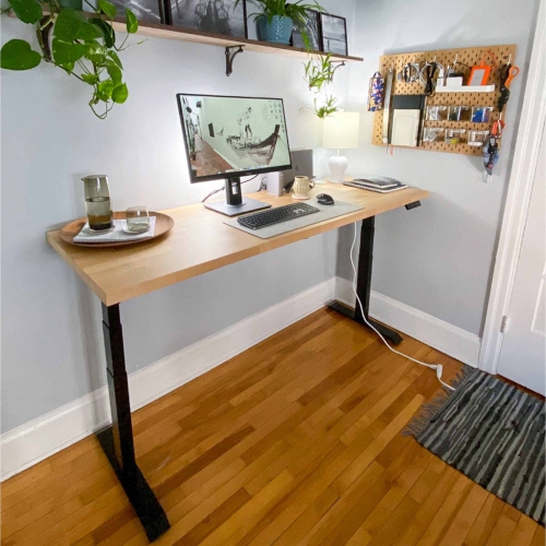 MotionGrey Height Adjustable German Electric Dual Motors Sit-to-Stand Computer Home Table and Office Standing Desk - Black Frame with Tabletop