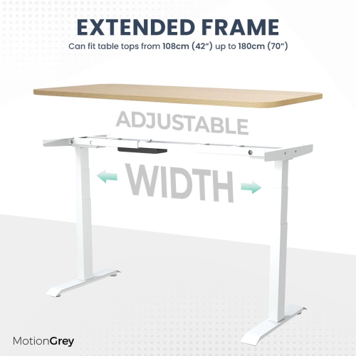 MotionGrey Height Adjustable German Electric Dual Motors Sit to Stand Computer Home and Office Standing Desk - Black Frame