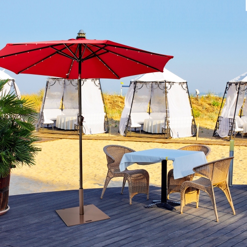 Gymax Square Weighted Patio Umbrella Base Stand 50 lbs Outdoor w/ 3 Adapters