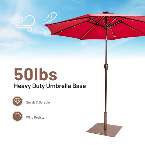 Gymax Square Weighted Patio Umbrella Base Stand 50 lbs Outdoor w/ 3 Adapters