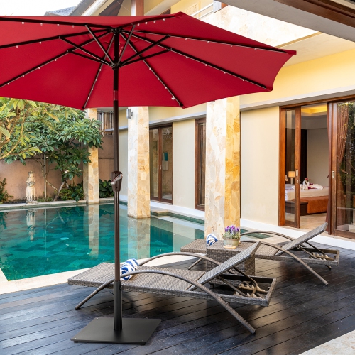 Gymax Square Weighted Patio Umbrella Base Stand 36 lbs Outdoor w/ 3 Adapters