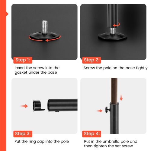 Gymax Square Weighted Patio Umbrella Base Stand 36 lbs Outdoor w/ 3 Adapters