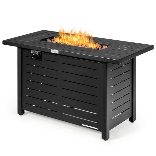 Gymax 42'' Rectangular Propane Gas Fire Pit 60,000 Btu Heater Outdoor Table W/ Cover