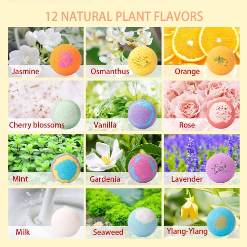 ISTAR Bath Bombs 12 PCS Gift Set, Handmade Natural & Organic Bath Bomb with Rich Bubbles and Colors, Idea Valentine's Day Gift for Men/Women/Kids/Friends