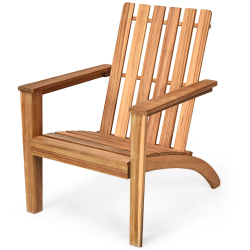 Gymax Outdoor Wooden Adirondack Chair Patio Lounge Chair w/ Armrest Natural
