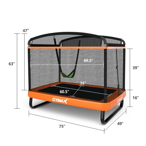 Gymax 6FT Kids Recreational Trampoline W/Swing Safety Enclosure Indoor/Outdoor