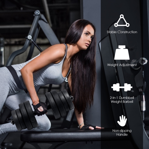 Gymax 66Lbs 2 in 1 Adjustable Dumbbell Set Strength Training Set Home Gym Exercise