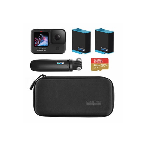 GoPro HERO9 Black - Essential Bundle - GoPro HERO 9 Black + 2x Spare  Battery + The Handler Tripod + Compact Case + 64 GB MicroSD Card