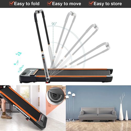 WINGOMART 2.5HP 2 in 1 Folding Under Desk Treadmill & Walking pad Folding Walking Jogging Machine UP to 12KM/H for Home & Office with Remote Control