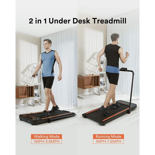 WINGOMART 2.5HP 2 in 1 Folding Under Desk Treadmill & Walking pad Folding Walking Jogging Machine UP to 12KM/H for Home & Office with Remote Control