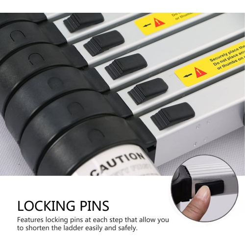 3,8&nbsp;m / 12,5&nbsp;pi – échelle télescopique portative en aluminium avec échelle pliable multi-usage et portatif de capacité 330&nbsp;lb pour