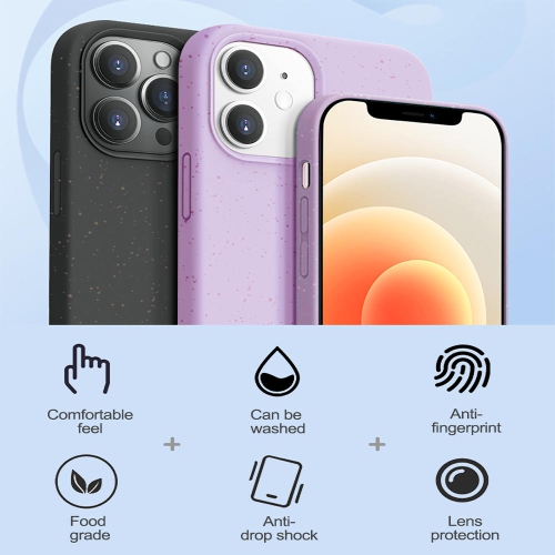 Étui de protection antichoc biodégradable pour téléphone cellulaire iphone12 Pro de 6.1 po, rose