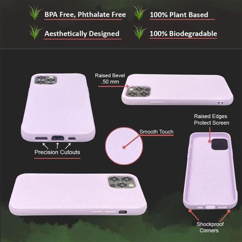 Étui de protection antichoc biodégradable pour téléphone cellulaire iphone12 Pro de 6.1 po, rose