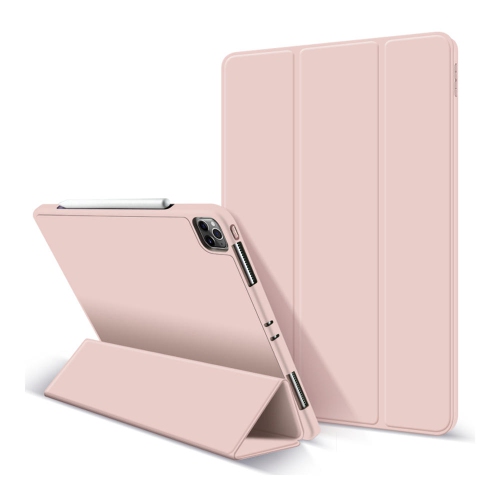 PRIMECABLES Ipad Pro 12.9" 2020 & 2018 Leather Shockproof Case With Pencil Holder, Pink - ®