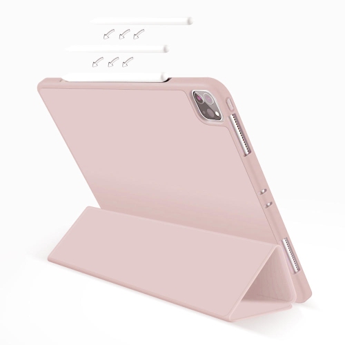 iPad Pro 12.9" 2020 & 2018 Leather Shockproof Case with Pencil Holder, Pink - PrimeCables®