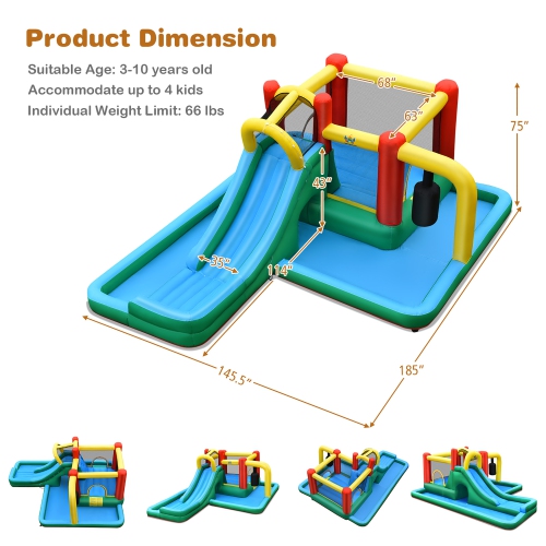 Costway Slide Water Park Climbing Bouncer Pendulum Tunnel Game Without Blower