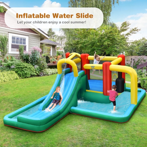 Costway Slide Water Park Climbing Bouncer Pendulum Tunnel Game Without Blower