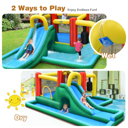 Costway Slide Water Park Climbing Bouncer Pendulum Tunnel Game Without Blower