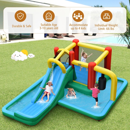 Costway Slide Water Park Climbing Bouncer Pendulum Tunnel Game Without Blower