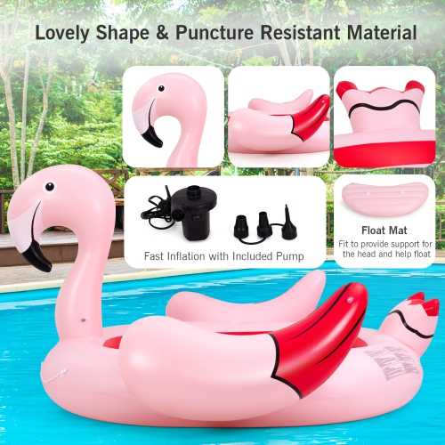 6 People Inflatable Flamingo Floating Island Ideal for Pool, Lake & River