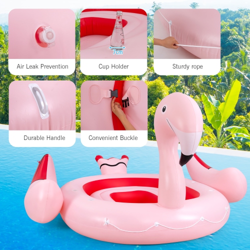 6 People Inflatable Flamingo Floating Island Ideal for Pool, Lake & River