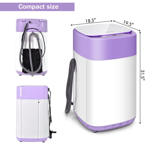 Costway 8lbs Portable Fully Automatic Washing Machine W/ Drain Pump Purple\Green\Pink
