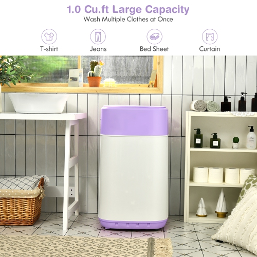 Costway 8lbs Portable Fully Automatic Washing Machine W/ Drain Pump Purple\Green\Pink