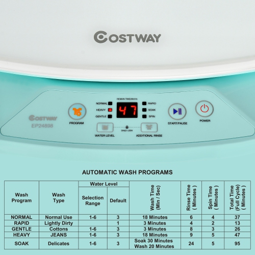 Costway 8lbs Portable Fully Automatic Washing Machine W/ Drain Pump