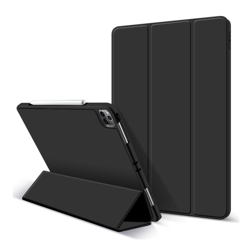 iPad Pro 12.9" 2020 & 2018 Leather Shockproof Case with Pencil Holder, Black - PrimeCables®