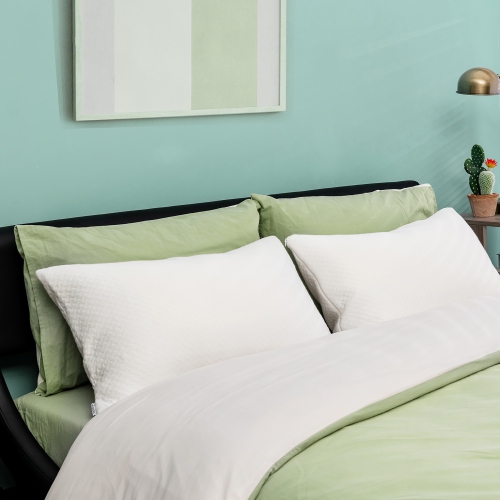 Costway 2Pack Shredded Memory Foam Bed Pillows Bamboo Cooling Cover 28"x18"