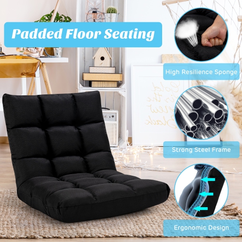 Costway Adjustable 14-Position Floor Chair Folding Lazy Gaming Sofa Lounge Chair