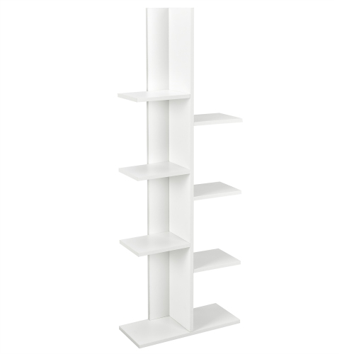 COSTWAY  8-Shelf Bookcase Freestanding Tree Shelf Display Storage Stand