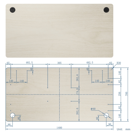 Costway Universal Tabletop for Standard & Standing Desk Frame Natural