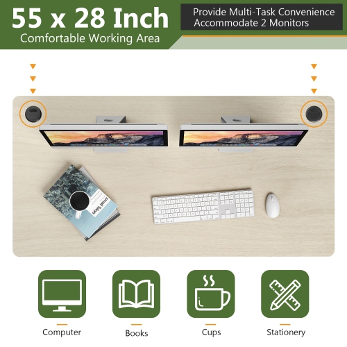 Costway Universal Tabletop for Standard & Standing Desk Frame Natural