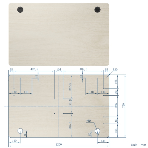 Costway Universal Tabletop for Standard & Standing Desk Frame Natural