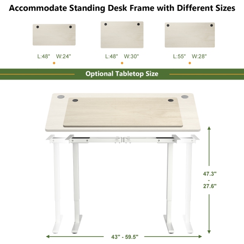 Costway Universal Tabletop for Standard & Standing Desk Frame Natural