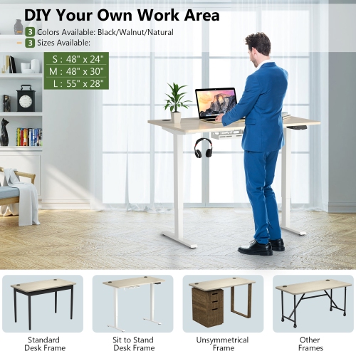 Costway Universal Tabletop for Standard & Standing Desk Frame Natural
