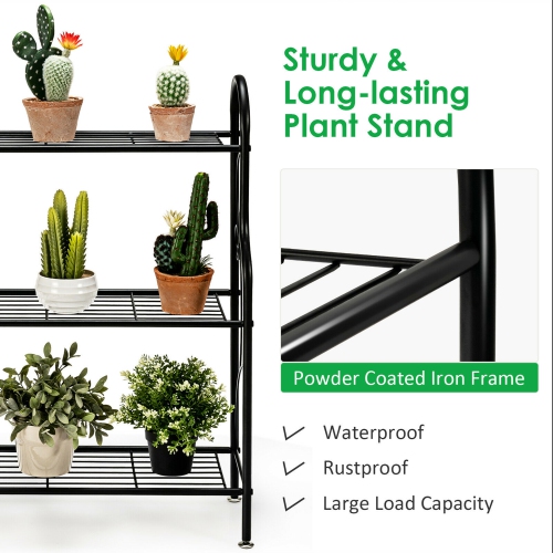 Gymax 3-Tier Metal Plant Stand Elegant Scrollwork Pattern Flower Display Shelf