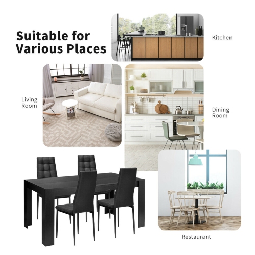 Gymax 9pcs Dining Set Wood Table and 8 Fabric Chairs Home Kitchen Modern