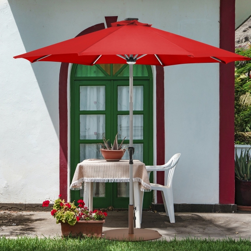 Gymax Round Weighted Patio Umbrella Base Stand 50 lbs w/ 3 Adapters Brown