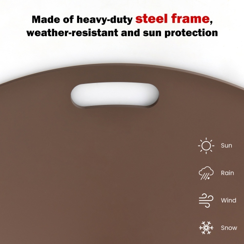 Gymax Round Weighted Patio Umbrella Base Stand 50 lbs w/ 3 Adapters Brown