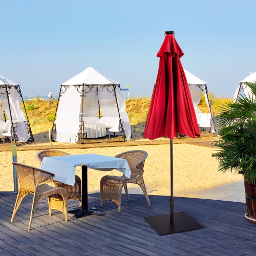 Gymax Square Weighted Patio Umbrella Base Stand 40 lbs Outdoor w/ 3 Adapters