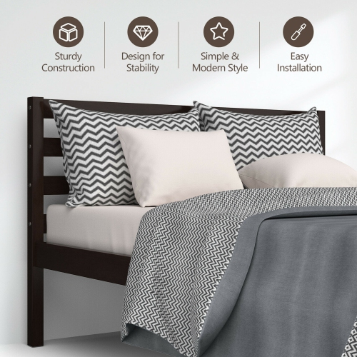 Gymax Full Wood Platform Bed Frame Headboard Slat Support Mattress Foundation