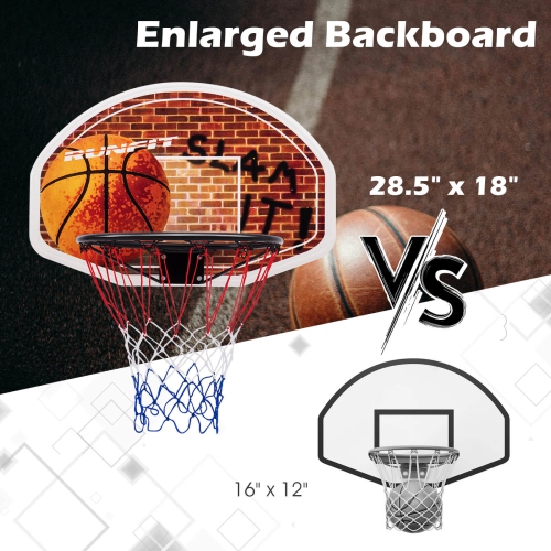 Costway Wall Mounted Fan Backboard With 2 nets Basketball Hoop and Rim Outdoor Indoor Sports