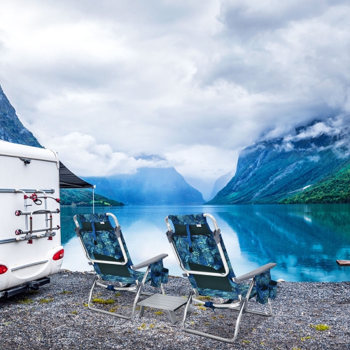 Ensemble de 2 chaises de plage pliantes avec sac à dos de Costway, ensemble de 5 chaises inclinables pour l'extérieur