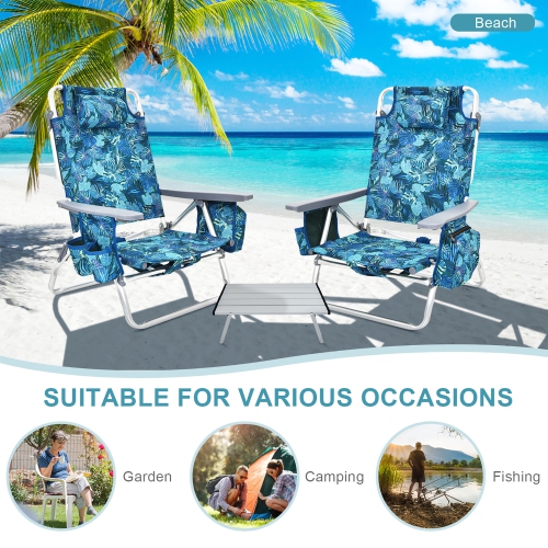 Ensemble de 2 chaises de plage pliantes avec sac à dos de Costway, ensemble de 5 chaises inclinables pour l'extérieur