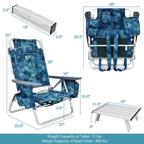 Ensemble de 2 chaises de plage pliantes avec sac à dos de Costway, ensemble de 5 chaises inclinables pour l'extérieur