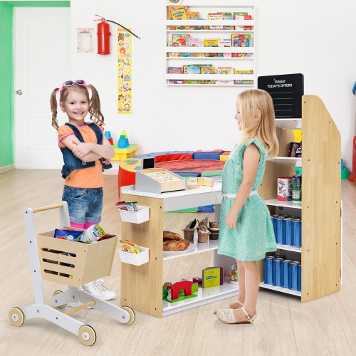 Costway Grocery Store Playset Pretend Play Supermarket Shopping Set with Shopping Cart