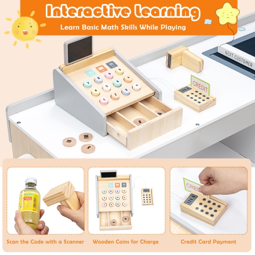 Costway Grocery Store Playset Pretend Play Supermarket Shopping Set with Shopping Cart